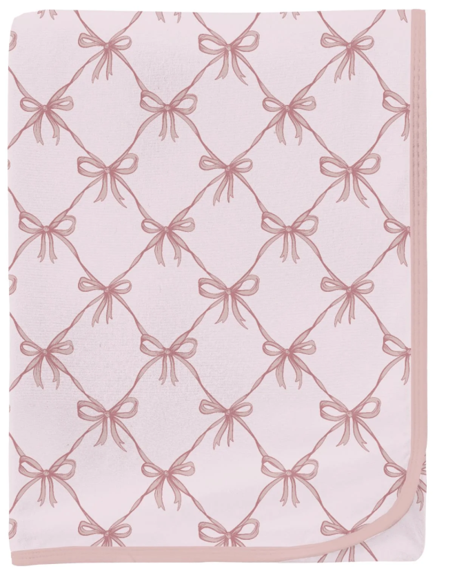 Bamboo Swaddling Blanket - Shrinking Violet Bow Lattice